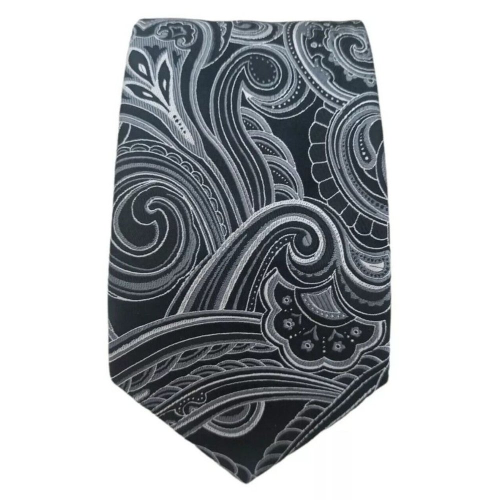 DONALD TRUMP Black Paisley Silk Tie HANDMADE 60"/ 3.6" EC